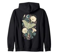 Luna Moth Moonflower Celeste Botanical Art Felpa con Cappuccio