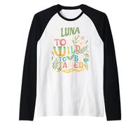 Luna Name Cute Retro Girls Wildflower Luna Name Maglia con Maniche Raglan