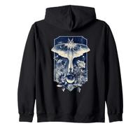 Luna Phase Art Luna Moth Roses Gothic Botanical Felpa con Cappuccio