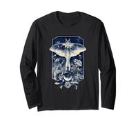 Luna Phase Art Luna Moth Roses Gothic Botanical Maglia a Manica