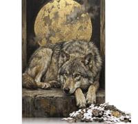 Luna piena del lupo che riposa Puzzle 300 Pezzi, Gioco di Famiglia