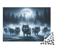 Luna piena lupo pacchetto Rompicapo 1000 Pezzi In Resistente E Durevole, Un Gioco Di Puzzle Per Brain Training Puzzle, Ideale Per Decorazione Casa, Enigma Del Regalo Di Natale 52x38cm/1000pcs