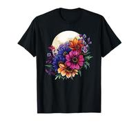 Luna Piena mistica con Fiori Selvatici Colorati Maglietta