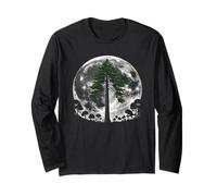 Luna Piena & Redwood Tree Vintage Outdoor Natura fauna selvatica Maglia a Manica