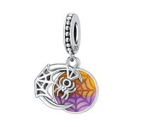 Luna Ragno Cristallino Web Charm, Genuino 925 Sterling Silver Perline Charm, Compatibile con per Braccialetto Pandora