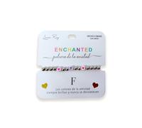 Luna Roy Bracciale Enchanted dell'amicizia con iniziali e due cuori, Talla Única, Acciaio inossidabile Plastica, Nessuna pietra preziosa