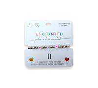 Luna Roy Bracciale Enchanted dell'amicizia con iniziali e due cuori, Talla Única, Acciaio inossidabile Plastica, Nessuna pietra preziosa