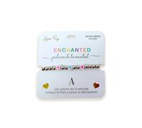Luna Roy Bracciale Enchanted dell'amicizia con iniziali e due cuori, Talla Única, Acciaio inossidabile Plastica, Nessuna pietra preziosa