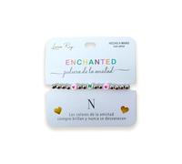 Luna Roy Bracciale Enchanted dell'amicizia con iniziali e due cuori, Talla Única, Acciaio inossidabile Plastica, Nessuna pietra preziosa