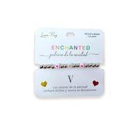 Luna Roy Bracciale Enchanted dell'amicizia con iniziali e due cuori, Talla Única, Acciaio inossidabile Plastica, Nessuna pietra preziosa