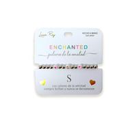 Luna Roy Bracciale Enchanted dell'amicizia con iniziali e due cuori, Talla Única, Acciaio inossidabile Plastica, Nessuna pietra preziosa