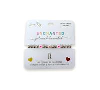 Luna Roy Bracciale Enchanted dell'amicizia con iniziali e due cuori, Talla Única, Acciaio inossidabile Plastica, Nessuna pietra preziosa