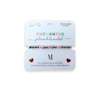 Luna Roy Bracciale Enchanted dell'amicizia con iniziali e due cuori, Talla Única, Acciaio inossidabile Plastica, Nessuna pietra preziosa