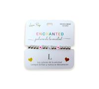 Luna Roy Bracciale Enchanted dell'amicizia con iniziali e due cuori, Talla Única, Acciaio inossidabile Plastica, Nessuna pietra preziosa