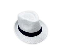 Luna Roy Fedora - Cappello classico stile Panama, con fascia nera e fascia per il sudore, bianco, 60
