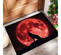 Luna Sangue Lupo UlulatoZerbino, Misterioso Gotico Tappeti per ingresso esterni interni, impermeabile antiscivolo assorbe la polvere, facile da pulire, 90 x 150 cm