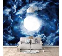Luna Semplice Dal Cielo Blu 3D Carta Da Parati Facile Installare Mobili Sfondi Ufficio Divano Camera Letto Sfondo Decorazione Murale-300cm×210cm