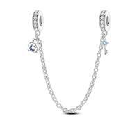 Luna & Stelle Lucchetto Catena di Sicurezza Fascino, Fascino per Braccialetto, Compatibile con Braccialetto Pandora Collana