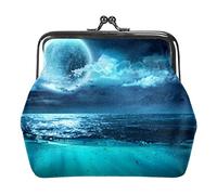 Luna sul mare nella notte magica con scena subacquea Portamonete Portafogli Borse vintage per regalo