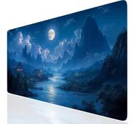 Luna Tappetino Mouse, Azul Tappetino Mouse Gioco XXL 900x300x3mm Grande Mousepad, Tappetino Scrivania con Base in Gomma Antiscivolo, Mousemat con Bordi Cuciti per Ufficio, Computer, PC, Laptop IT-3164