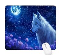 luna Tappetino per Mouse Piccolo 290x240x3mm,Gaming Mouse Pad Lupo,con Base in Gomma Antiscivolo,Mousepad con Bordi Cuciti,per Mouse Senza Fili,Laptop,Ufficio Casa,Lavabile,Regalo per Uomo D-540