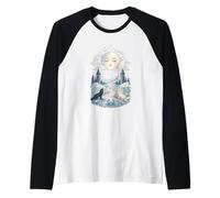 Luna Tarocchi Lupi Celeste Mistico Acquerello Maglia con Maniche Raglan