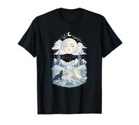 Luna Tarocchi Lupi Celeste Mistico Acquerello Maglietta