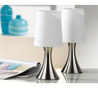 Luna24 simply great ideas... Set di 2 lampade da comodino con tocco in acciaio inox, argento, lampada touch, lampada da tavolo, lampada da scrivania, design in acciaio inox, circa 28 x 13 cm,