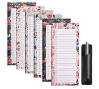 Lunaanda 6 Pezzi Blocco Note Magnetico, Blocchetti Magnetici per Lista Della Spesa con Portapenne Magnetico, Lista di Cose da Farec, Fogli Staccabili 21 * 9cm/8,3 * 3,5pollici, 50 Fogli per Blocco