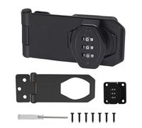 Lunaanda Lucchetto a Combinazione Nero 10 cm, Serratura per Cassetti Senza Fori con Codice a 3 Cifre e Cacciavite a Croce, Serratura Senza Chiave in Lega di Zinco per Armadi, Cassetti, Mobili
