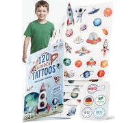 Lunablu 120 tatuaggi per bambini delicati sulla pelle [dermatologicamente certificati] Made in Germany | regalo per bambini | tatuaggi per bambini per ragazzi e ragazze | tatuaggio - spazio e mostri
