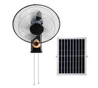 LUNAIZHUO Solar Wall Mounted Fan, 16 inch Cooling Oscillating Wall Fan with AC Adapter for Garage, Greenhouse, Workshop, Patio, Power Outage