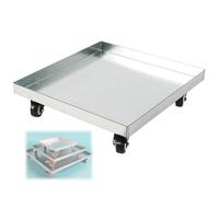 LUNAIZHUO Vaschetta di Raccolta Dell'olio, Vaschetta Raccogligocce in Acciaio Inox con Ruote Universali, Carrello Portavasi per Piante Ad Alta Resistenza(50cm/20in)