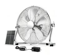 LUNAIZHUO Ventilatore Solare Portatile da Esterno, Ventilatore da Campeggio in Metallo a 12 velocità con Pannello Solare e Adattatore AC, Batteria Integrata per Patio, Pesca, Officina