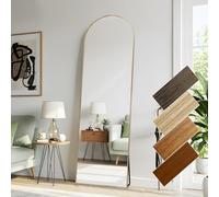 LunaMirror 44 x 146 cm, specchio a figura intera, cornice in alluminio in classico legno naturale, specchio autoportante da pavimento, montaggio a parete, per camera da letto, soggiorno e corridoio