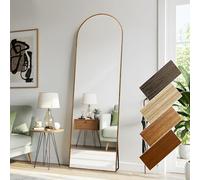 LunaMirror 44 x 146 cm, specchio a figura intera, cornice in alluminio in stile classico marrone giallastro effetto legno, specchio autoportante da pavimento, montaggio a parete, per camera da letto
