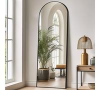 LunaMirror Arco Specchio da terra parete lungo 60x165 CM grande intero specchio da parete con cornice in Nero Alluminio, da appoggiare o da appendere, per soggiorno, camera da letto, corridoio