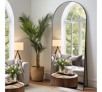 LunaMirror Arco Specchio da terra parete lungo 76x180 CM grande intero specchio da parete con cornice in Nero Alluminio, da appoggiare o da appendere, per soggiorno, camera da letto, corridoio
