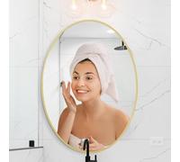 LunaMirror Ovale Specchio-Bagno 61x91 CM Oro Specchio da parete design moderno Specchio Bagno Orizzontale/Verticale decorazione da parete per camera da letto, ingresso, soggiorno, corridoio