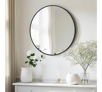 LunaMirror Specchi da Parete Rotondo Ø60 CM, Specchio con Cornice Nero, Specchiera da Bagno, Specchio per Trucco Decorativo da Parete, per Camera da Letto, Ingresso