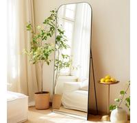 LunaMirror Specchi Grandi a Figura Intera, Grande Specchio da Pavimento Autoportante a Corpo Intero Montato a Parete per Camera da Letto, Soggiorno e Corridoio, Cornice in Alluminio Nero, 161 x 52 cm