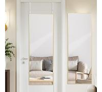 LunaMirror Specchio da 122x35 cm sopra la porta con supporto in oro, telaio in lega di alluminio, specchio a tutta lunghezza da appendere alla porta, a parete, per camera da letto, bagno, dormitorio