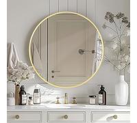 LunaMirror Specchio da Parete Rotondo Ø76 CM, Specchio con Cornice Oro, Specchiera da Bagno, Specchio per Trucco Decorativo da Parete, per Camera da Letto, Ingresso