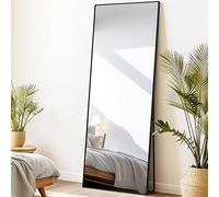 LunaMirror Specchio da terra parete lungo 52x161 CM grande intero specchio da parete con cornice in Nero Alluminio, da appoggiare o da appendere, per soggiorno, camera da letto, ingresso, corridoio