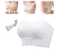 LUNANSM Non Slip Strapless Front Buckle Push Up Bra,Wireless Bandeau Breathable Lace Tube Top,Invisible Seamless Bras for Women