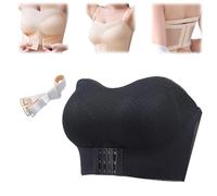 LUNANSM Non Slip Strapless Front Buckle Push Up Bra,Wireless Bandeau Breathable Lace Tube Top,Invisible Seamless Bras for Women