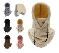 LUNANSM Sherpa Hood,Winter Windproof Fleece Adjustable Ski Hood,Double Sided Thermal Helmet Fleece Balaclava Face Cover Hat cap Scarf