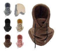 LUNANSM Sherpa Hood,Winter Windproof Fleece Adjustable Ski Hood,Double Sided Thermal Helmet Fleece Balaclava Face Cover Hat cap Scarf
