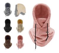 LUNANSM Sherpa Hood,Winter Windproof Fleece Adjustable Ski Hood,Double Sided Thermal Helmet Fleece Balaclava Face Cover Hat cap Scarf