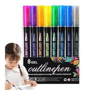 Lunaobrik Glitzer Gelstifte - Ultrafine Spitze Marker, Gel Outline Stifte, Kreatives Ausmalwerkzeug | Kinder Weihnachtsgruß Karten, Doodle Und Bastelaktivitäten Für Schule Zuhause